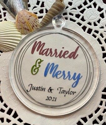 Married &amp; Merry Acrylic Ornament