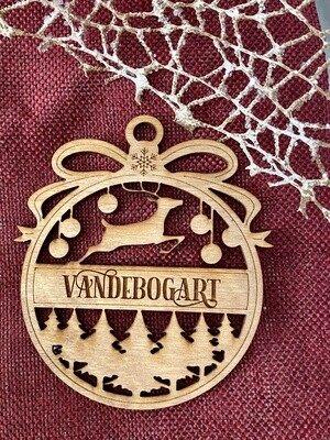 Wooden Family Name Ornament - Tree and Deer