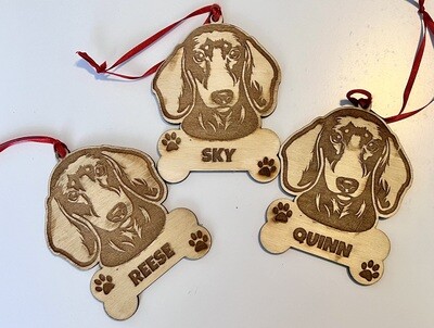 Personalized Wooden Dachshund Ornament
