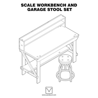 Aanda Cut 1/10 scale workbench and garage stool set