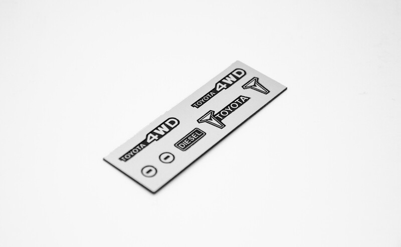 RC4WD Trail Finder 2 Mojave Marlin Toyota Hilux scale emblems Type  1
