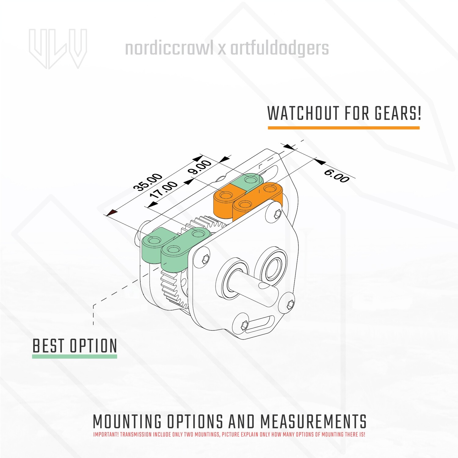 ULV transmission  Artful Dodgers x Nordiccrawl (right and left motor mount) LCG Competition