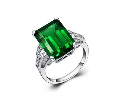 Silber Ring Smaragd Optik