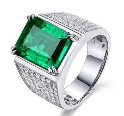 Herren Silber Ring Smaragd-Optik