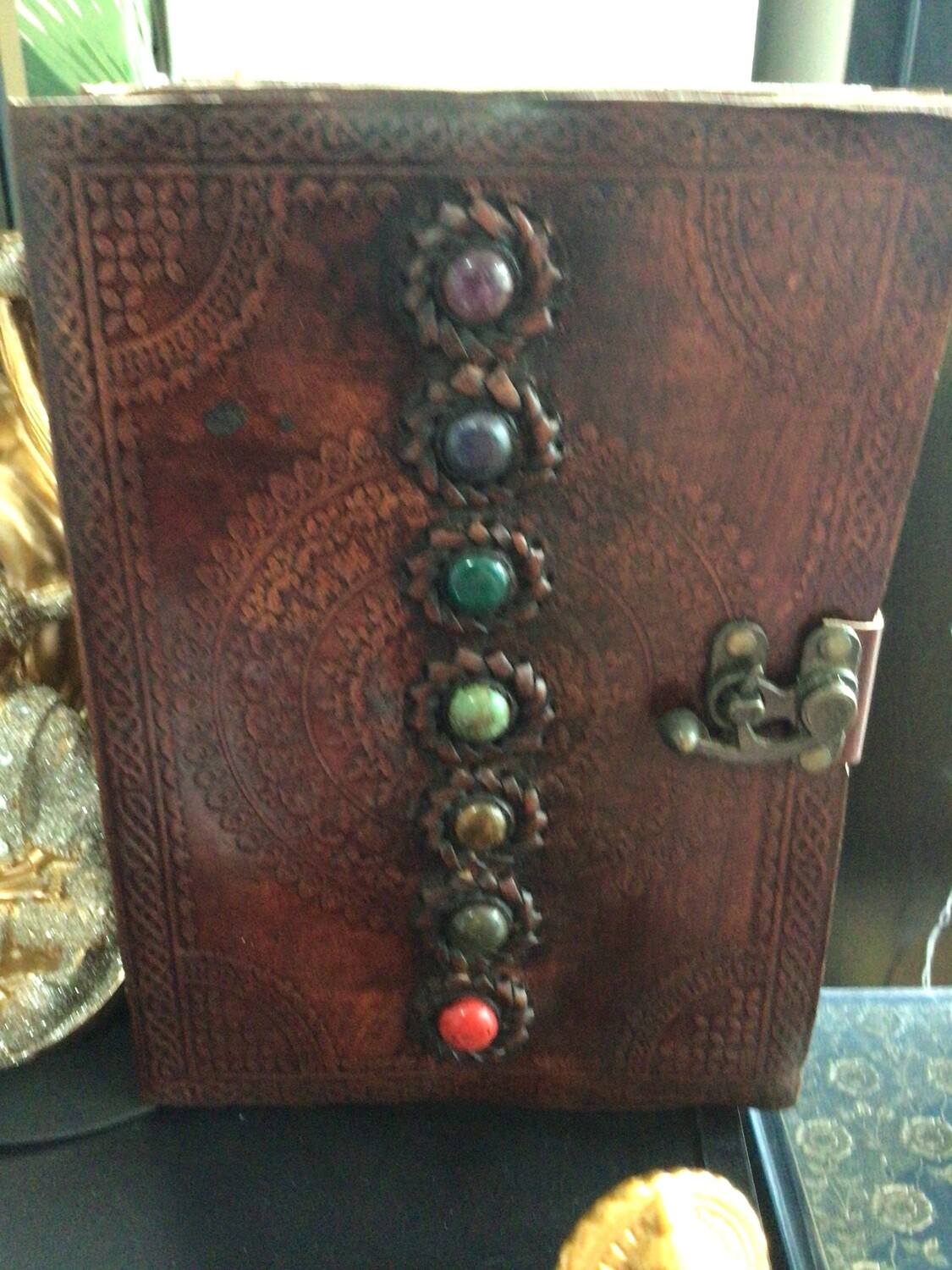 Leather Grimore w/stones