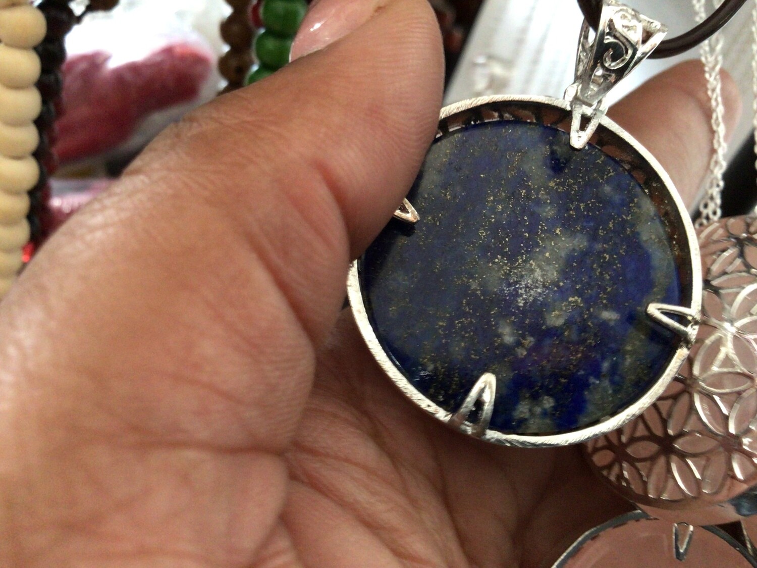 Flower of Life Lapis Lazuli Pendent Necklace