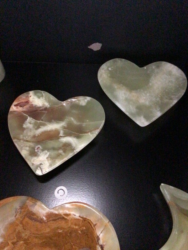 Green Onyx Heart Offering Plates Large