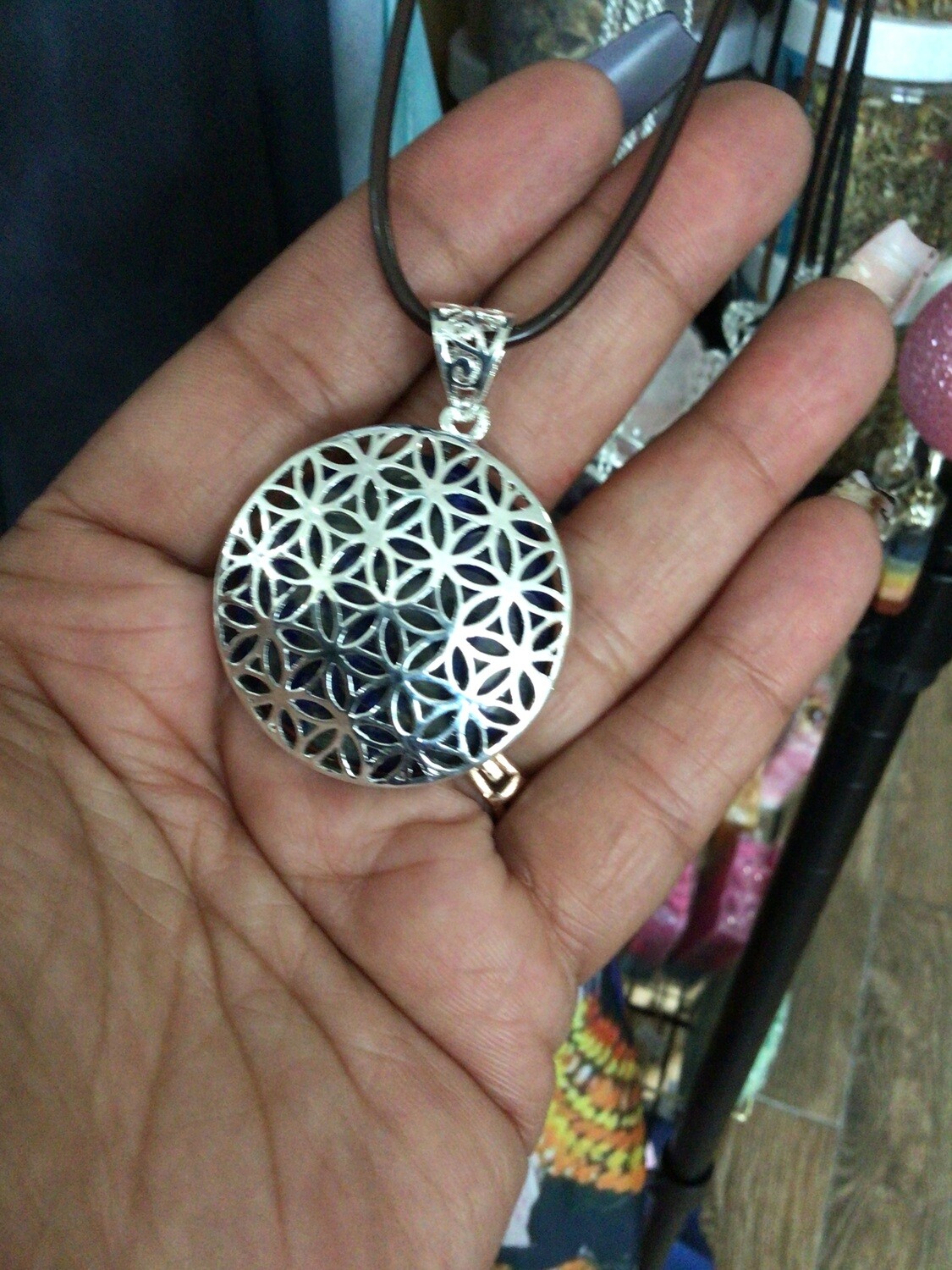 Flower of Life Lapis Lazuli Pendent Necklace