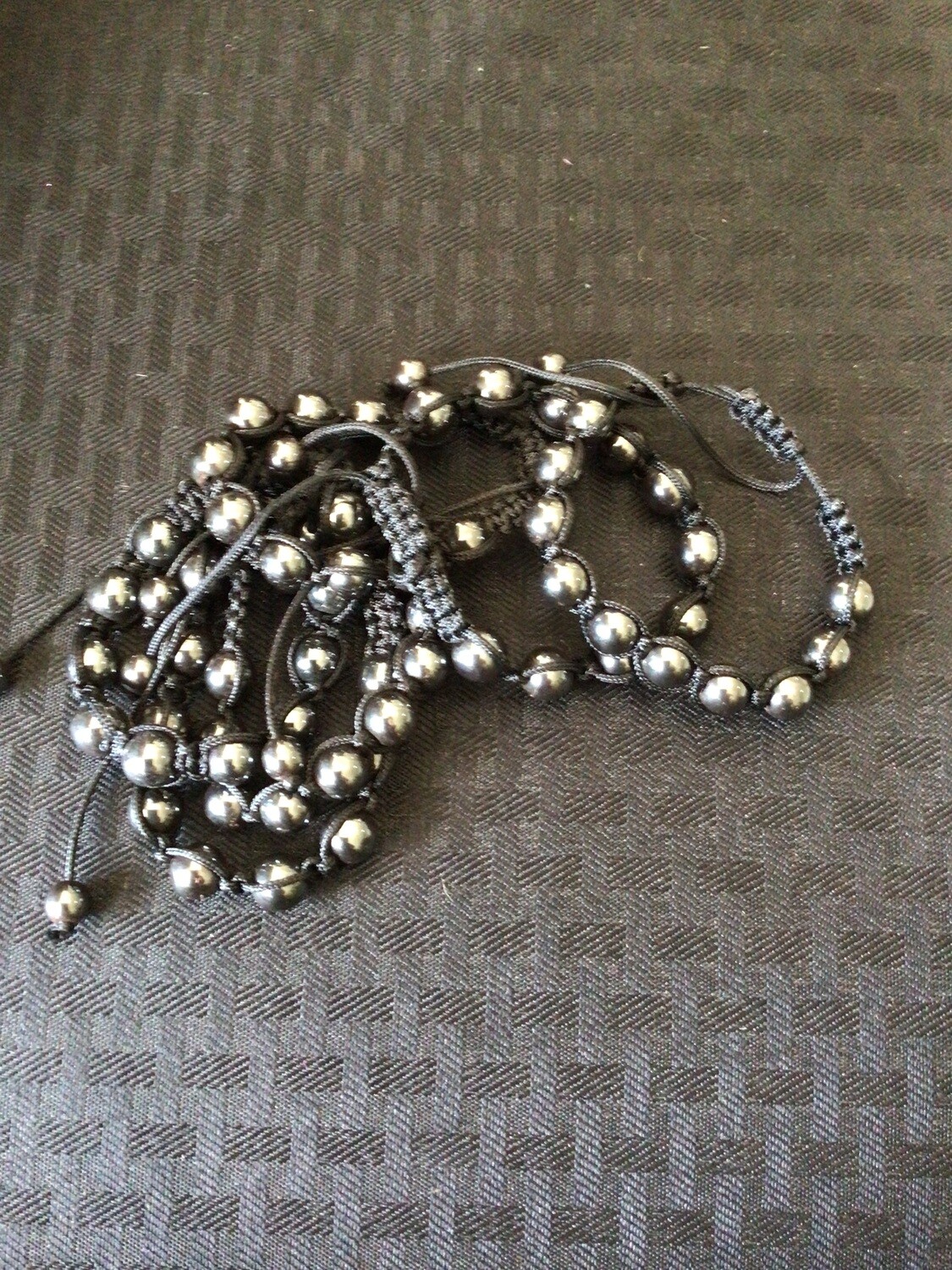 Hematite Bracelet - Rd. Adjustable