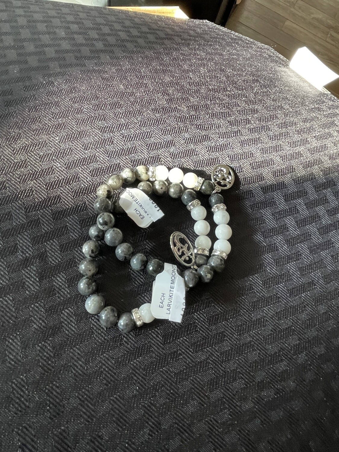 Larvikite Moonstone Om Charm Bracelet Larvikite Moonstone Om Charm Bracelet
