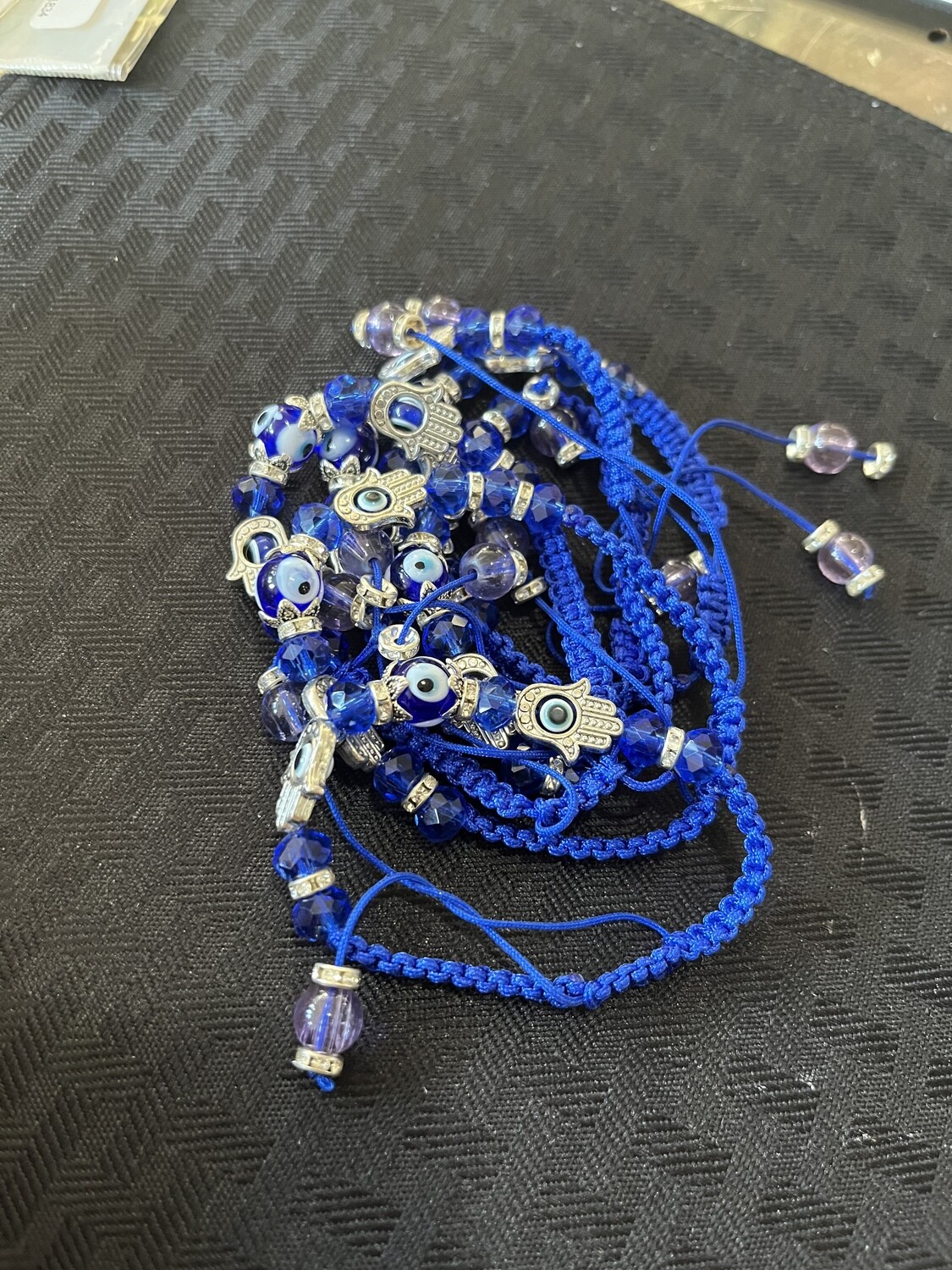 Evil Eye Charm Bracelet -LtBlue Hand