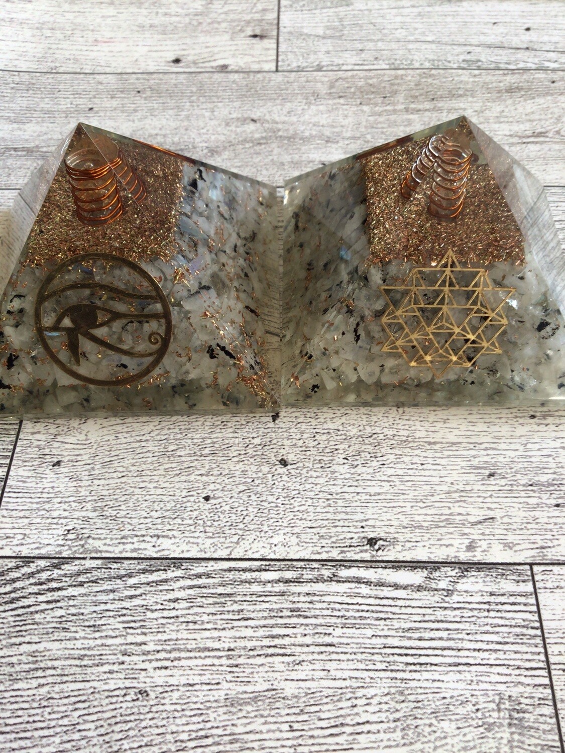 Rainbow Moonstone Organite Pyramid Lg