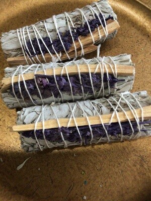 White Sage, Palo Santo, & Lavendar Sage 4” White Sage, Palo Santo, & Lavendar Sage 4”