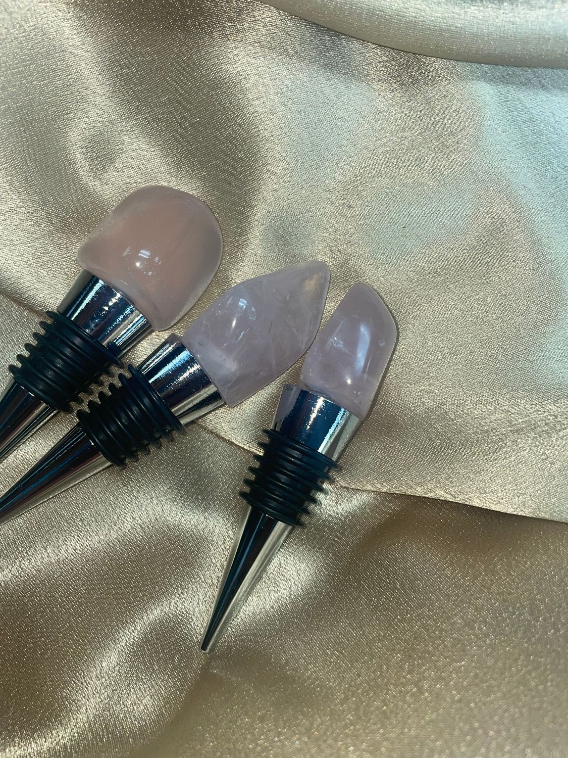 Rose Quartz Bottle Stoppers (Polished)