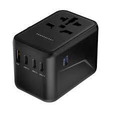 Powerology Universal Multi-Port Travel Adapter with 4 Type-C