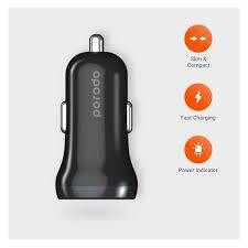 Porodo Blue Dual Port Car Charger 2.4A.