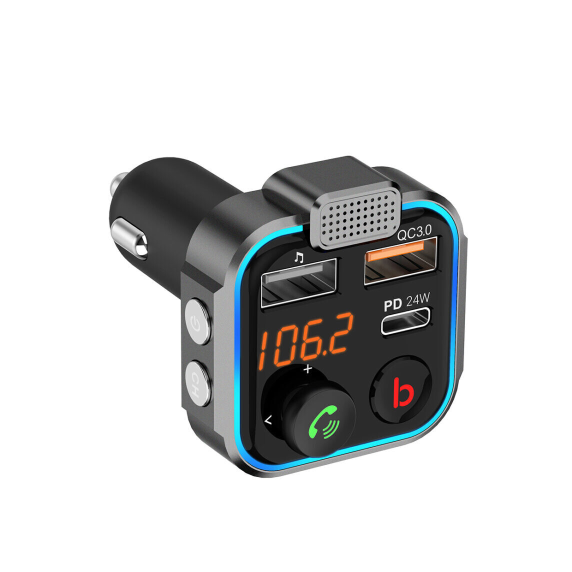 Smart car charger FM Transmitter With 24W PD Port