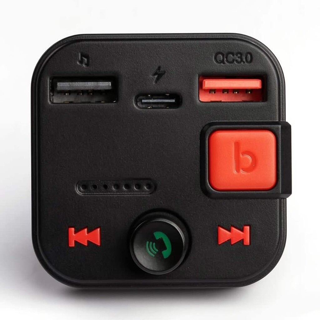 Porodo Blue Wireless FM Transmitter with Dual QC3.0 &amp; Type-C Port