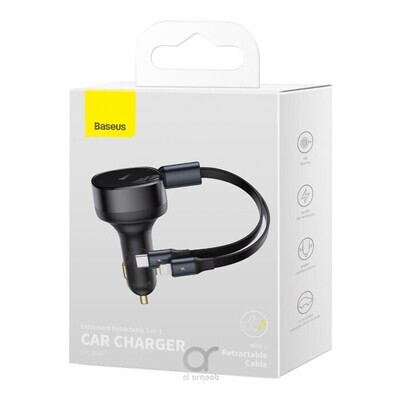 ENJOYNEMT RETRACTABLE 2IN1 CAR CHARGER 30W TYPEC AND LIGHTNING شاحن
