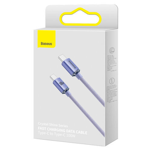 CRYSTAL SHINE SEREIS FAST CHARGING CABLE 100W TYPE C TO C PURBLE كيبل
