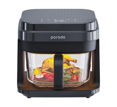 Porodo lifestyle dual mode air fryer cooked perfectiy with advance heat black