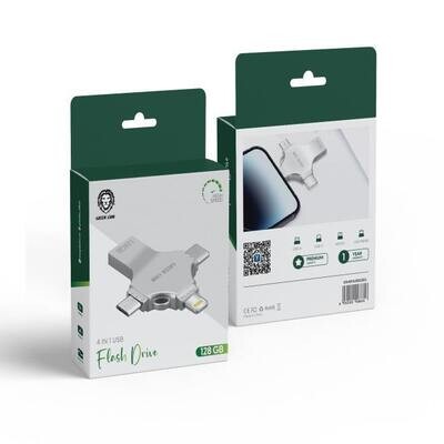 GREEN LION 4 IN 1 USB FLASH DRIVE 128GB SILVER