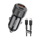 Porodo 50W Dual Port Car Charger PD 20W QC 30W with C to Lightning Cable - Black