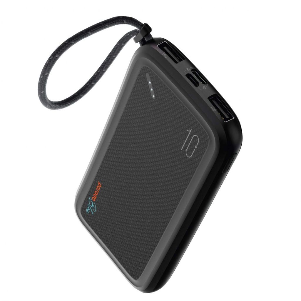 Porodo Blue Power Bank 10000mAh ( Dual USB-A Output + Type-C &amp; Micro USB Input ) - Black