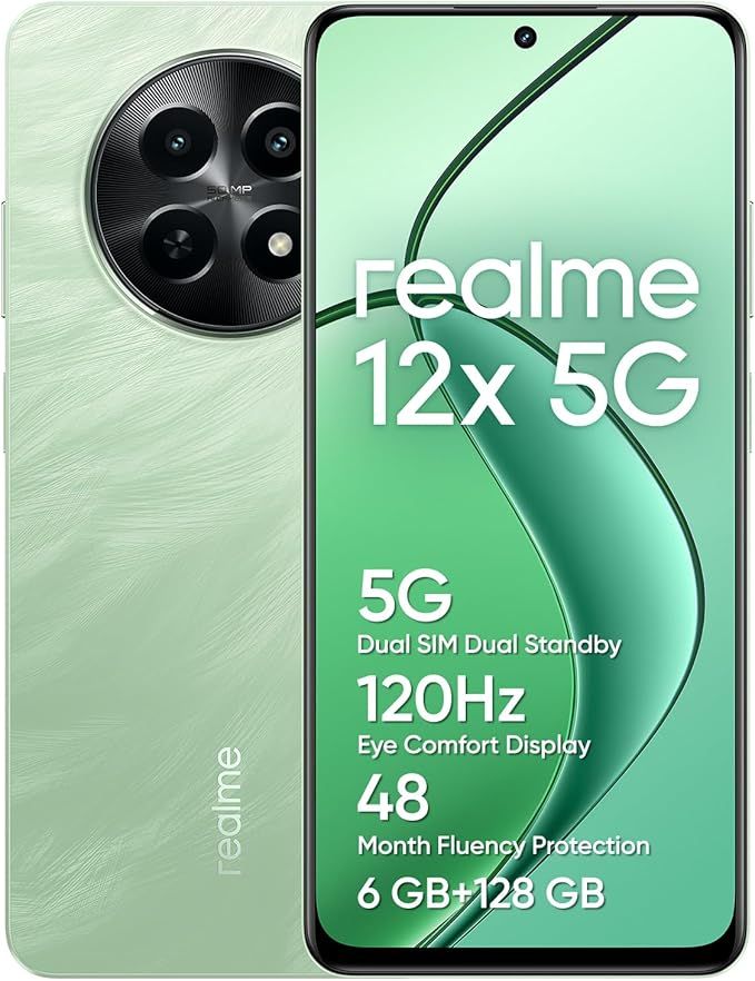 Realme 12x 5G Smartphone 6+128 GB, 50MP AI Camera, 5G Dual SIM Dual