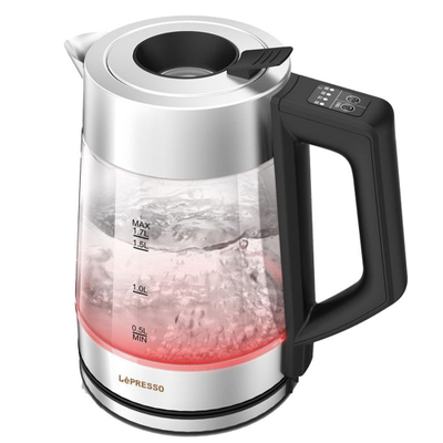 Lepresso Multi-temperature Illuminated Glass Kettle Black غلاية 
