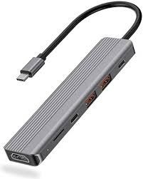 Powerology 6-in-1 Slim USB-C Hub – 4K &amp; Fast Data موزع بيانات سريعة