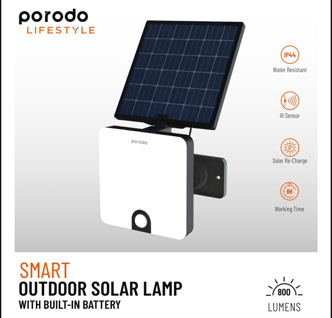 Porodo LifeStyle Smart Outdoor Solar Lamp مصباح شمسي ذكي