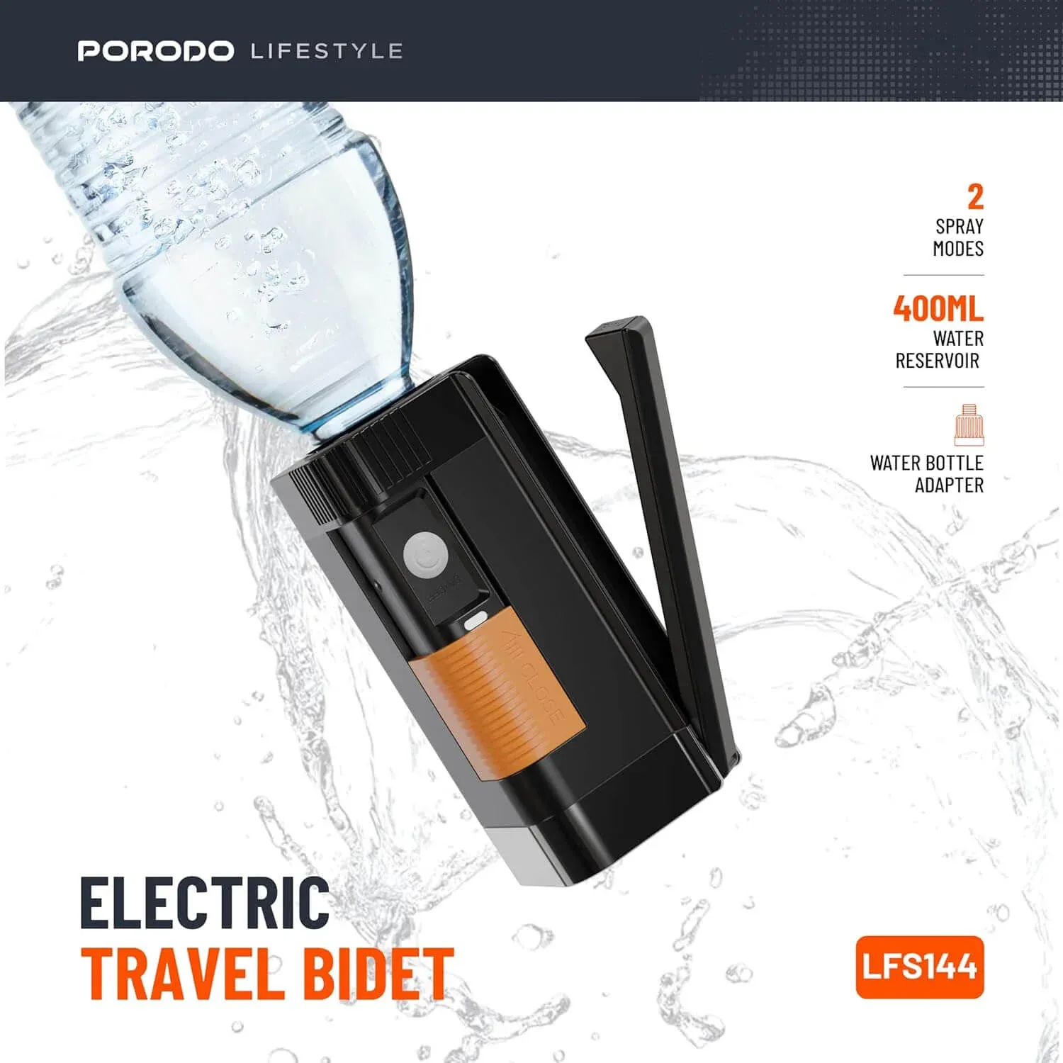 Porodo Lifestyle Electric Travel Bidet شفاط كهربائي محمول