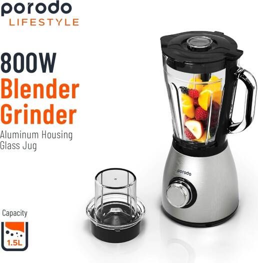 Porodo Lifestyle 800W Blender &amp; Grinder خلاط ومطحنة بورودو