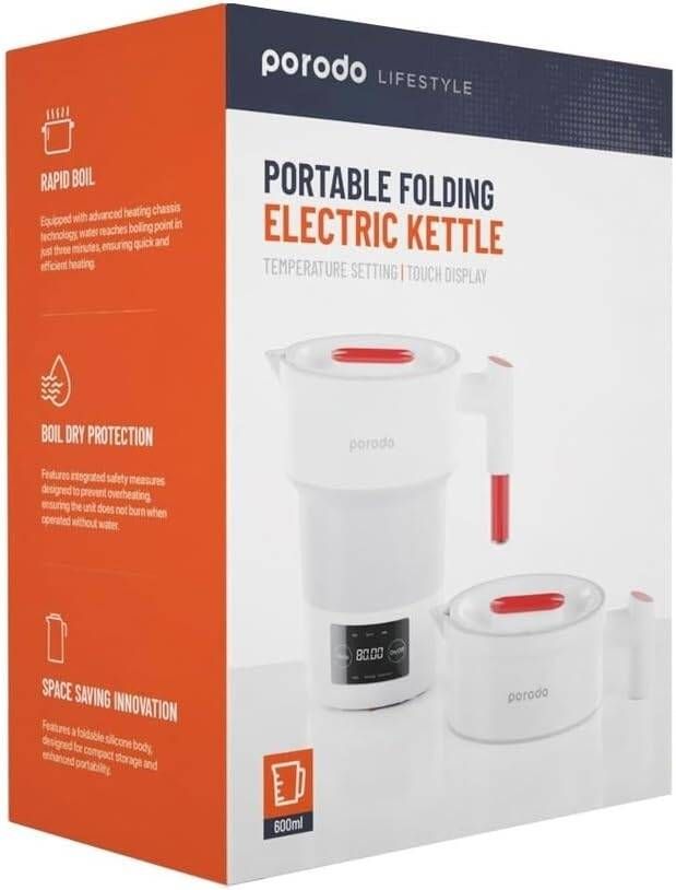 Porodo Lifestyle Portable Folding Electric Kettle – 600ML غلاية كهربائية قابلة للطي