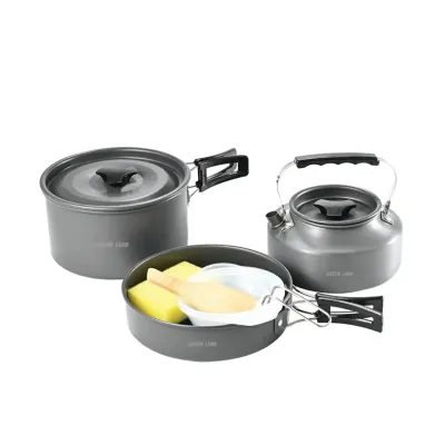 Green Lion 7-in-1 Camping Cookware – Black عدة طهي للتخييم