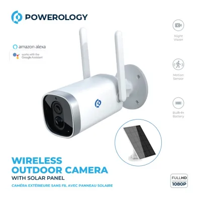POWEROLOGY WIRELESS OUTDOOR CAMERA WITH SOLAR PANEL