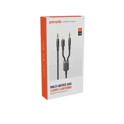 Porodo Porodo Multi-Device AUX 3.5mm|Lightning Cable(4ft/1.2m) PD-AUX2LC-BK