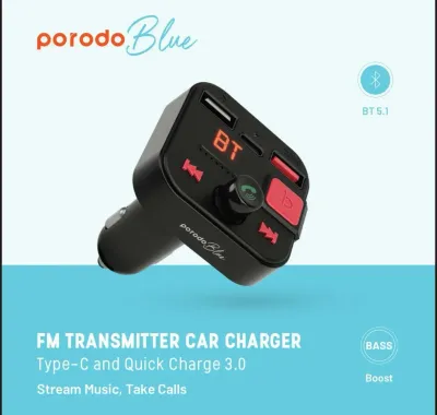 POROSO BLUE - FM TRANSMITTER CAR CHARGER