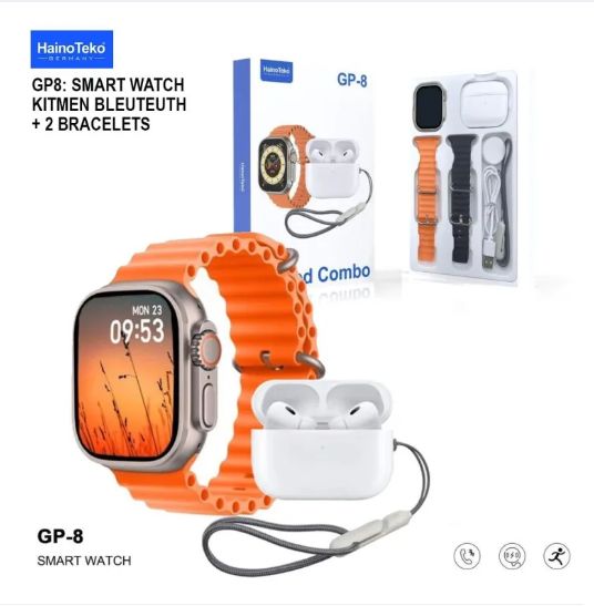 HainoTeko Germany GP-8 Ultra Smart Watch مع AirPods ساعة جديدة
