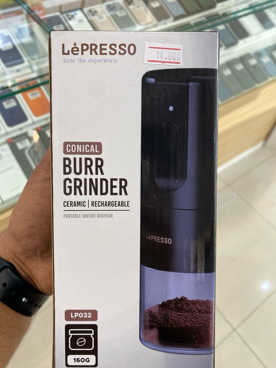 LePRESSO Conical Burr Grinder/Ceramic/Rechargeable -طحانة الكترونية