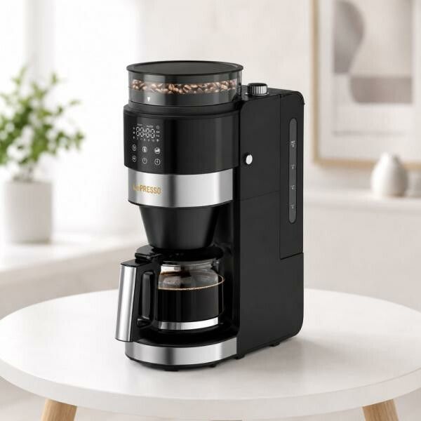 LePresso Coffee Brewer With Bean Grinder - BLACK   مكينه قهوه