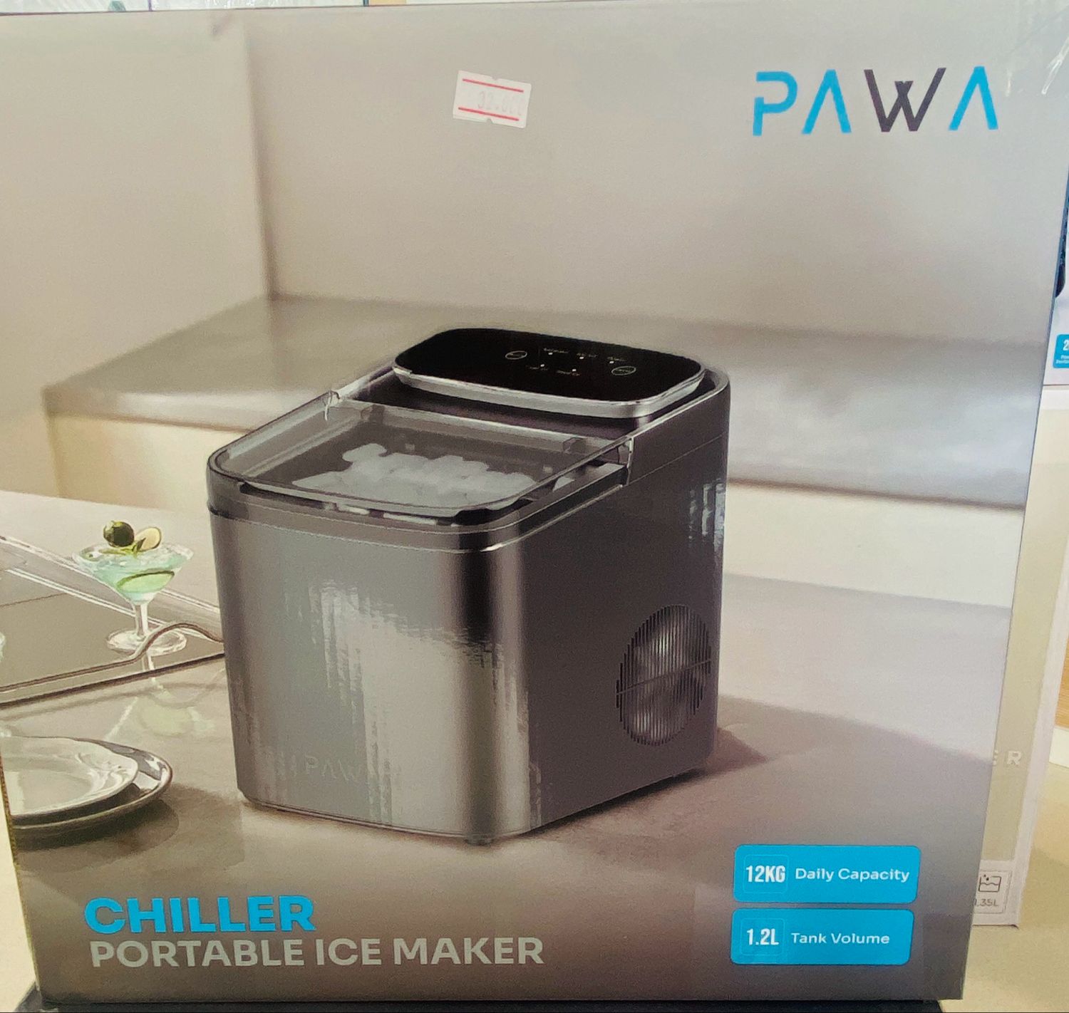 PAWA Chiller Portable Ice Maker - 12KG Daily Capacity - 1.2L Tank - Bullet Ice in 8 Minutes - PW-CPIM1226-BK 