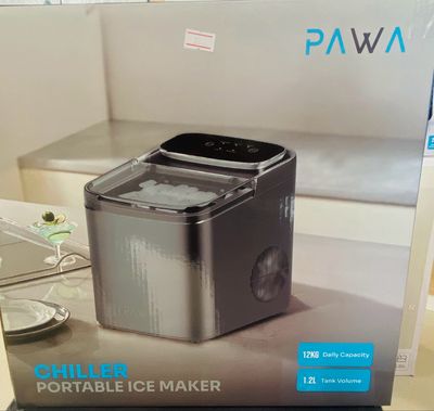 PAWA Chiller Portable Ice Maker - 12KG Daily Capacity - 1.2L Tank - Bullet Ice in 8 Minutes - PW-CPIM1226-BK 