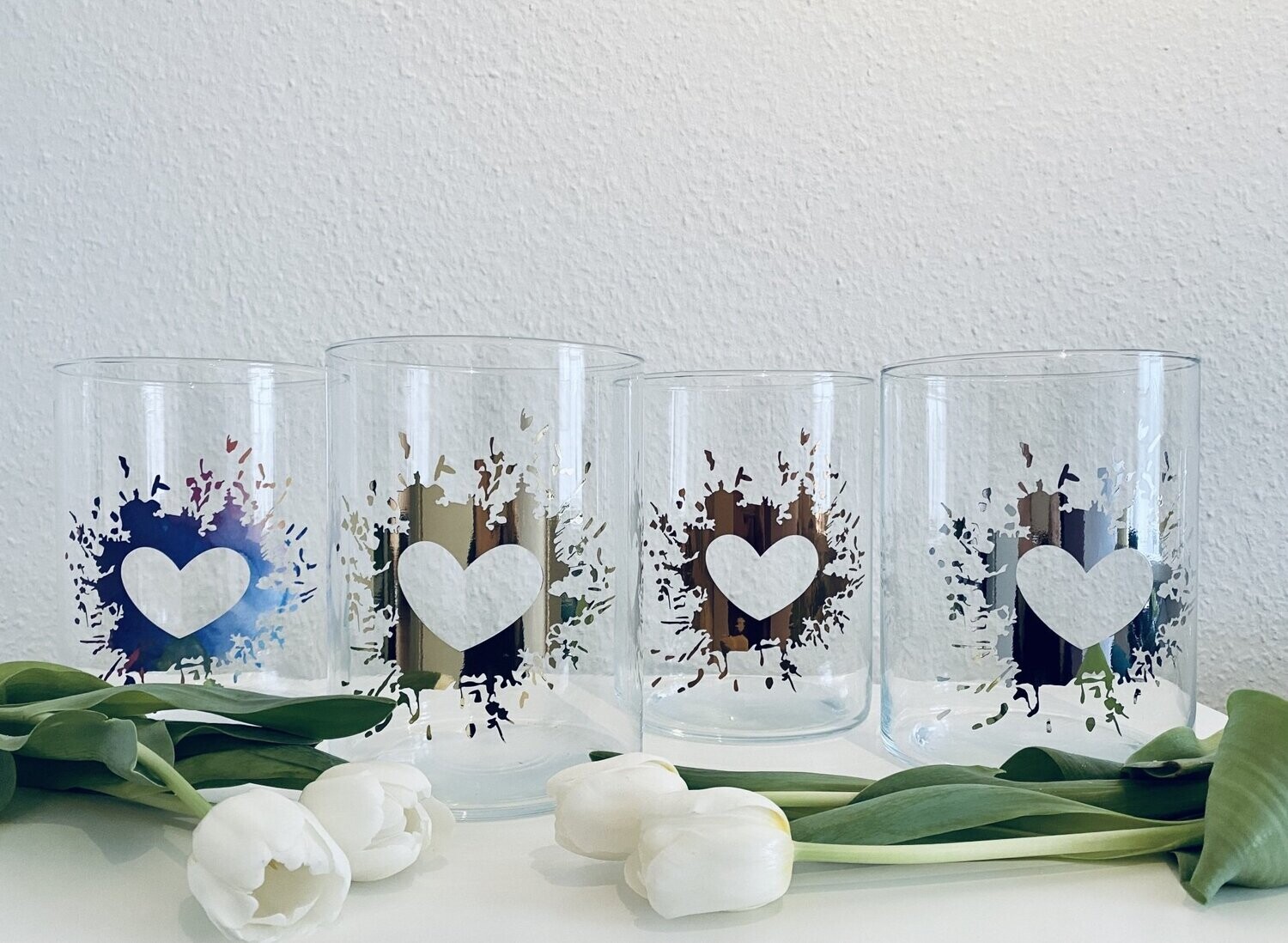 Deko Glas oder Vase Herz Splash