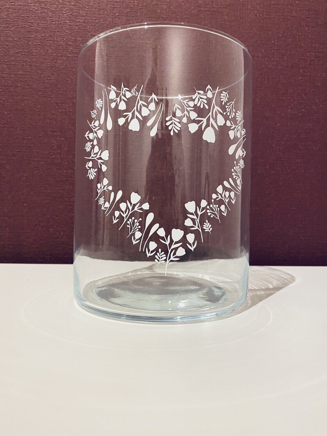 Deko Glas oder Vase Herz floral