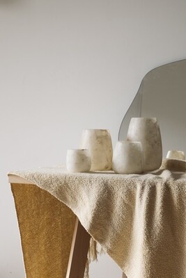 Oval Alabaster Stone Candle Holder | Vase