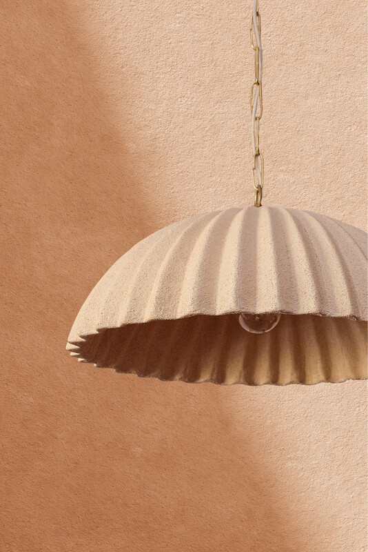 ‘Sarayat’ Ribbed Clay Pendant 18.5”