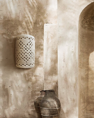 &#39;Nubian&#39; off white clay wall sconce