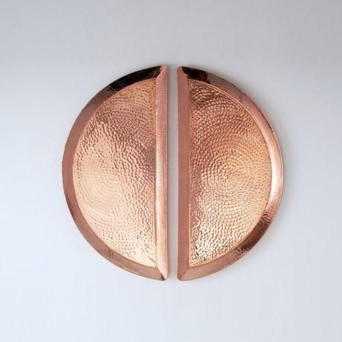 Hammered Half Moon Brass Plate